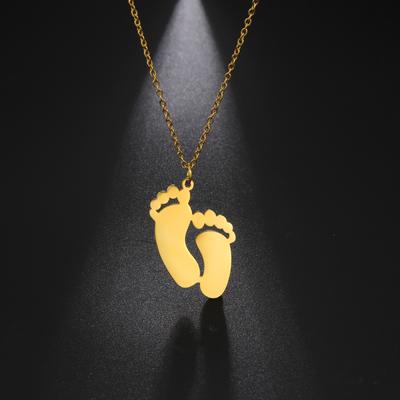 Colar de pegada de bebê, corrente, presente para mulheres, homens, pais, mães, joias de aço inoxidável
