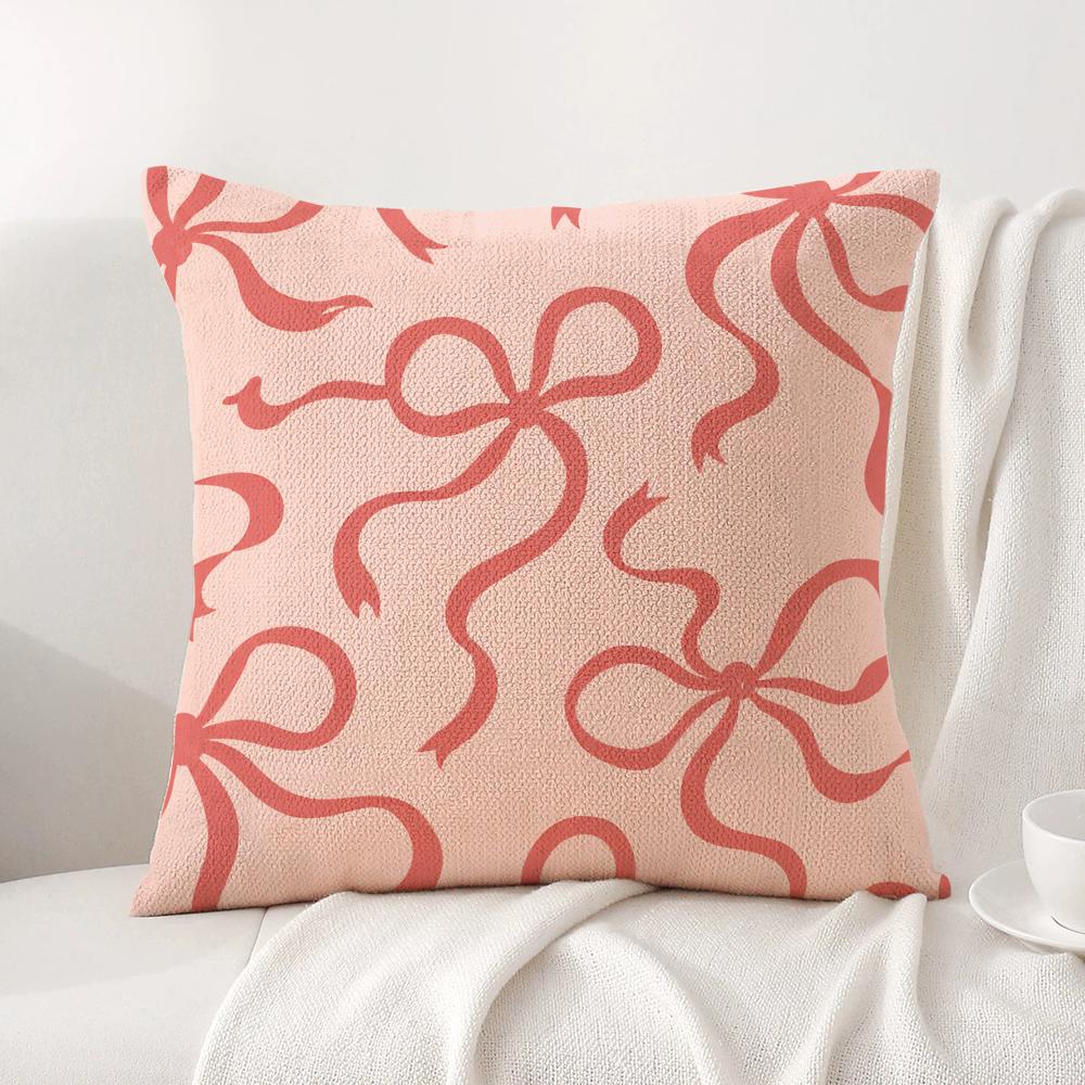 Simple Bow Tie Cushion Cover Linen Organic Fabric DoubleSided Printing Sofa Breathable Home Decor Gift Pillow Case