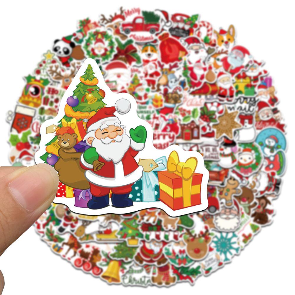 100 Einzigartige Weihnachts-Cartoon-Graffiti-Sticker für Notizbücher, Koffer und Roller