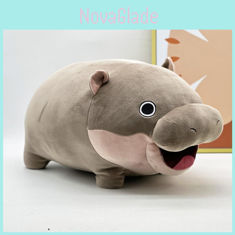 Adorable Moo Deng Hippo Plush Toy Soft Grey Short Plush Doll For Kids 42x24cm