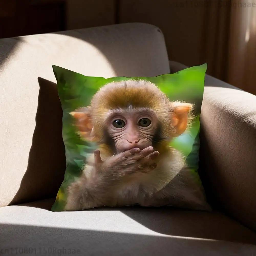 Funny Meme Monkey Cushion Cover Cute Monkey Emoji Throw Pillow Case For Living Room Sofa Prank Gift Home Decor Pillowcase 40X40