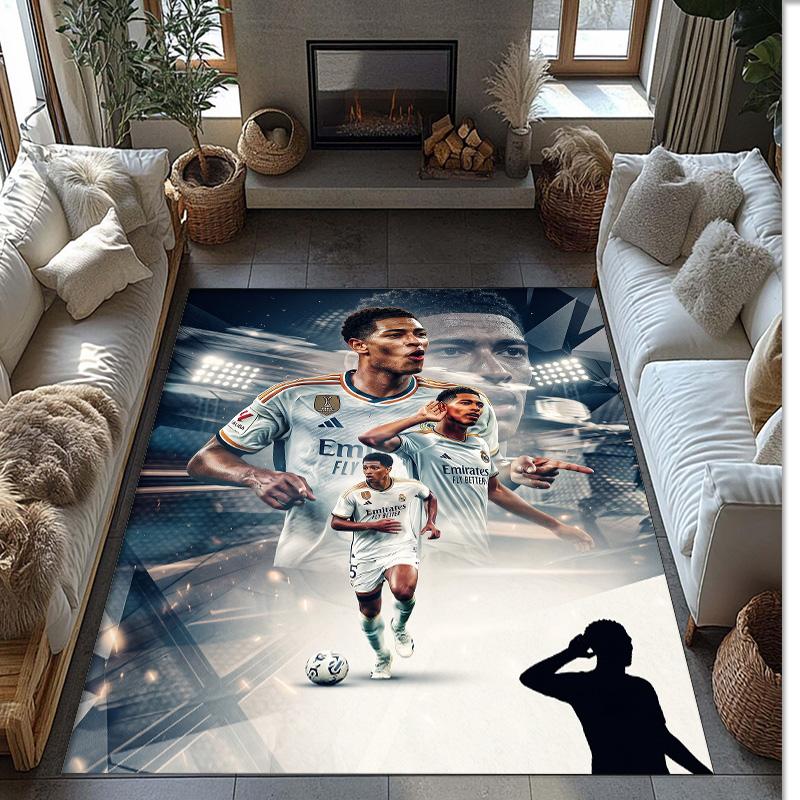 Tappeto Morbido per Area con Motivo Calcio Jude Bellingham Antiscivolo Tappeto per Pavimento Interno Tappetino Decorazione Sportiva per Camera da Letto