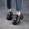 Damen Dicksohlige Höhenverstärkende Lederschuhe Britischer Stil Leichter Luxus Echtlederschuhe High-End Retro Slipper