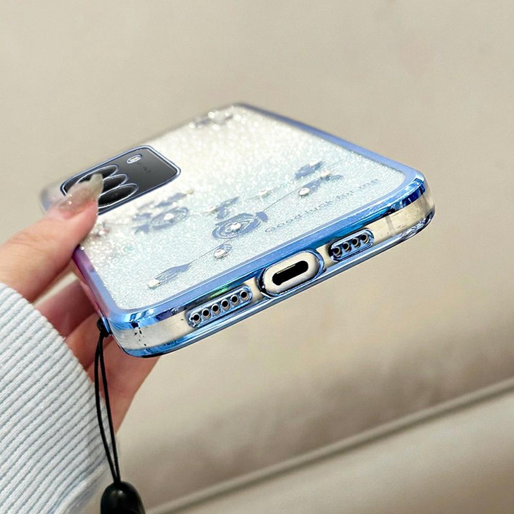 For Xiaomi Redmi 15 4G (EU) (171mm) Case Flower Pattern TPU Gradient Phone Cover with Lanyards