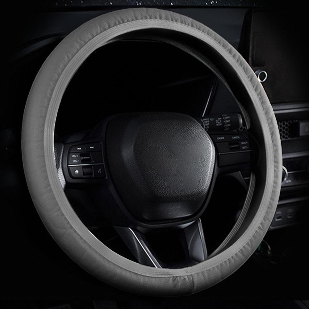 Car Steering Wheel Cover Skidproof Auto Steering- Wheel Embossing Accessories Anti-Slip Car Cover Leather T9J3