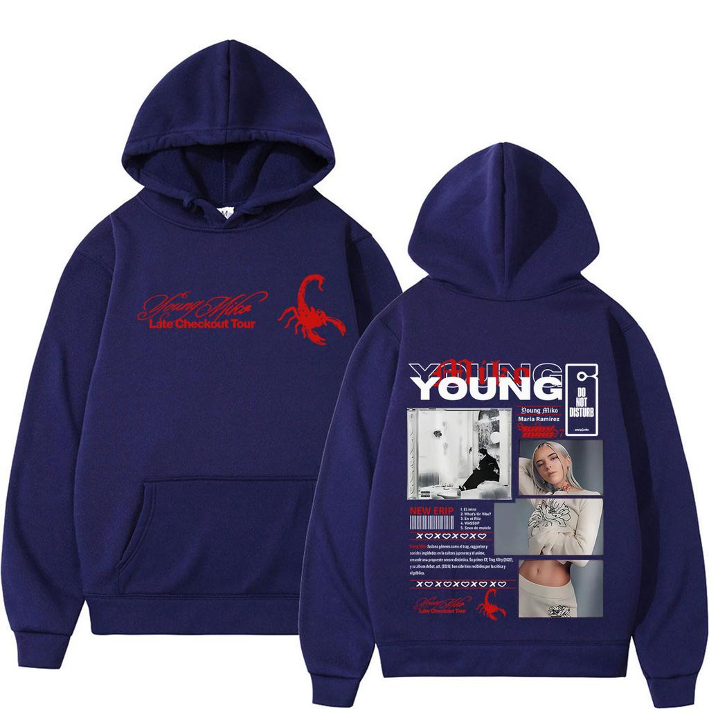Hanorac cu Imprimeu Miko Tânăr Check-out Târziu Tură Bărbați Femei Tendință Estetică Hanorace Largi Casual Supradimensionate Pullover