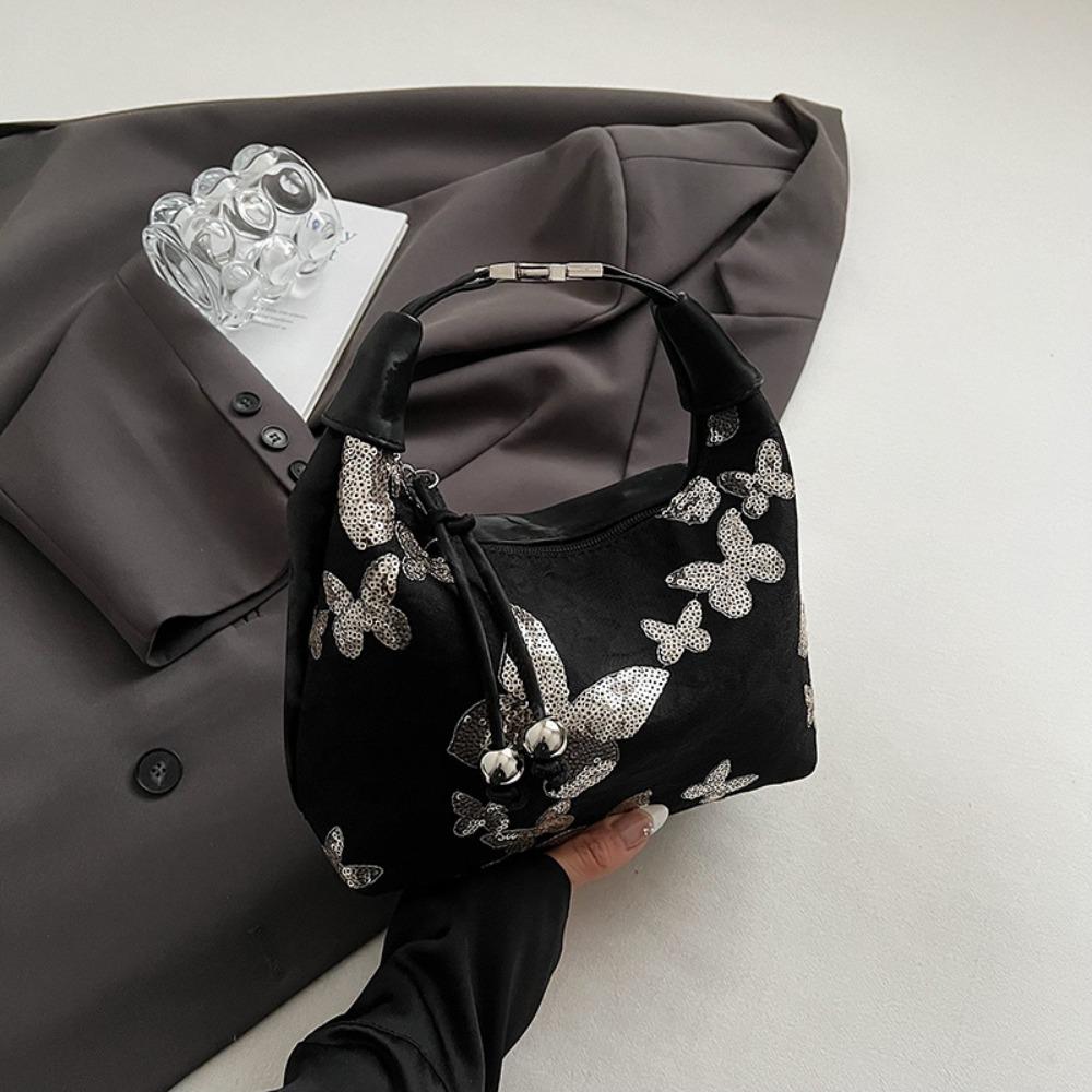 

Butterfly Chinese Style Handbag Sequin Shoulder Bag Elegant Hanfu Embroidery Handbag Wedding чёрный