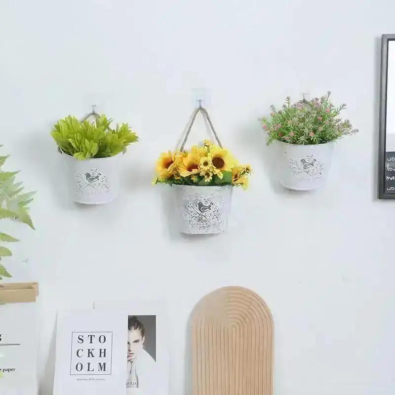 Nouveau Vase à Fleurs Suspendu au Mur Pot Panier Fournitures de Jardin Rustiques Décoration de la Maison Accessoires pour Plantes Murale Intérieure