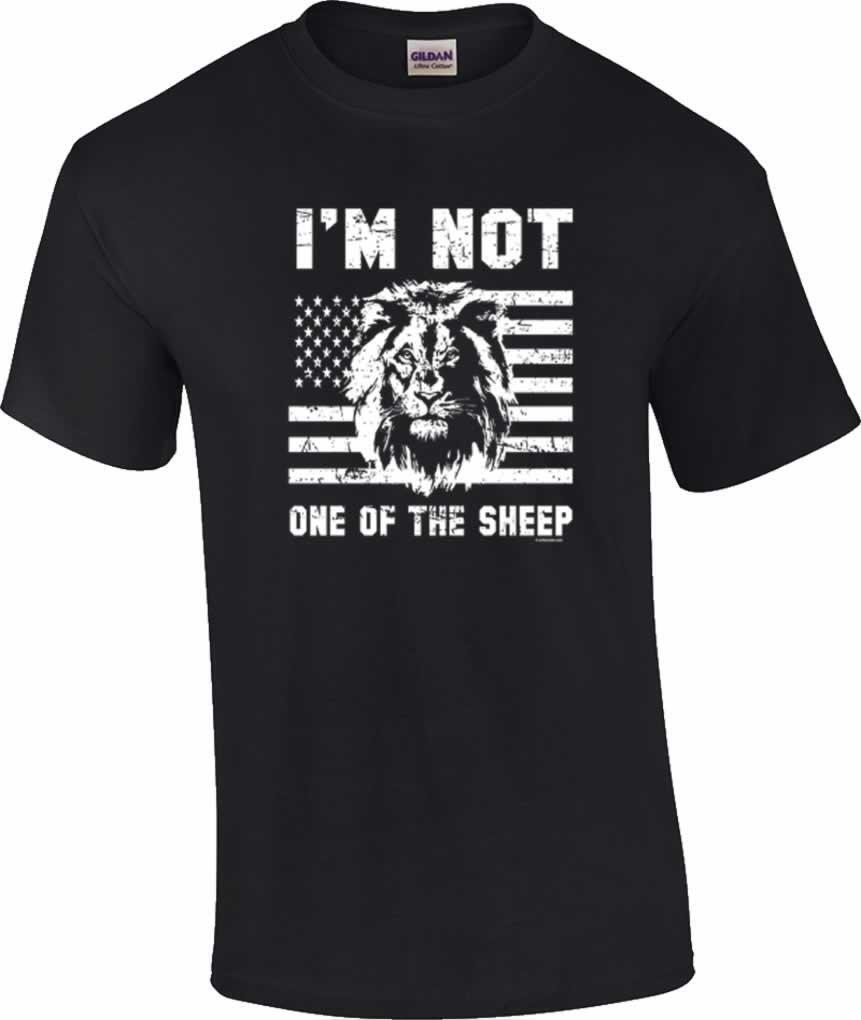 I'm Not One of the Sheep Lion American Flag T-Shirt