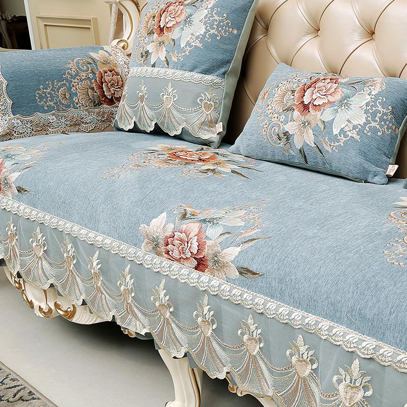 Four Seasons Universal Sofa Cushion European Luxury Jacquard Fabric Slipcover Home Living Room Decoration Anti-slip Sofa Cover