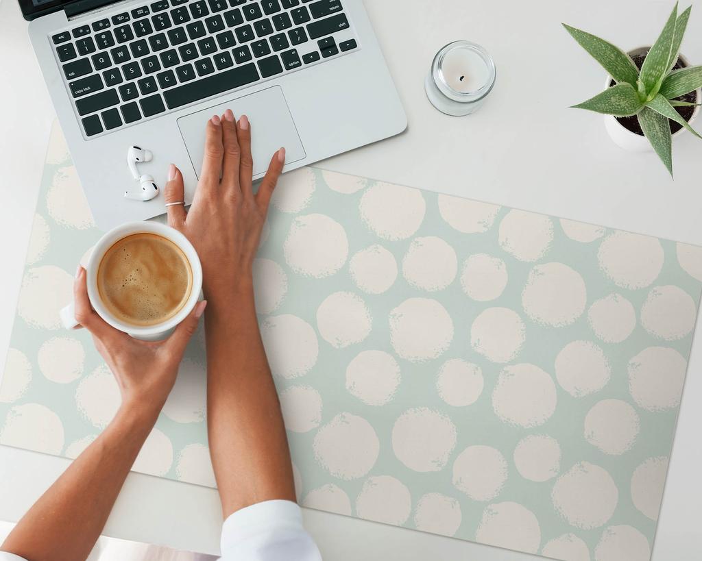 Anti-Slip Protective Desk Mat with Pastel Dots Graphic 90x45 Cm