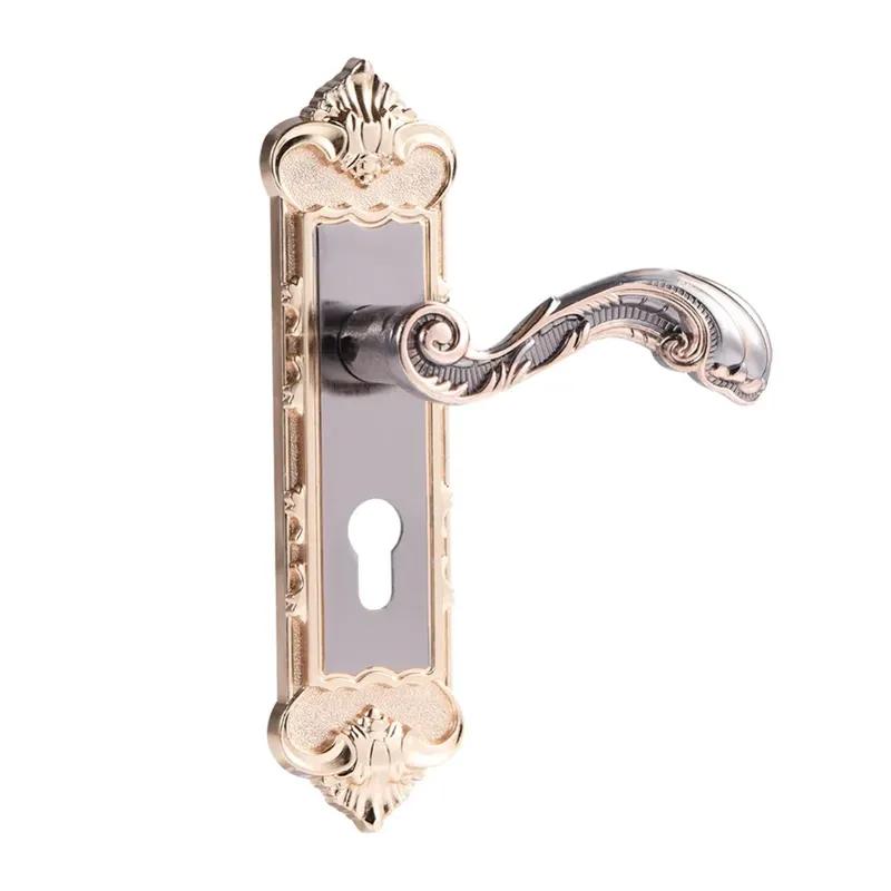 Vintage Door Lock European Style Retro Bedroom Door Handle Lock Interior Anti-theft Room Safety
