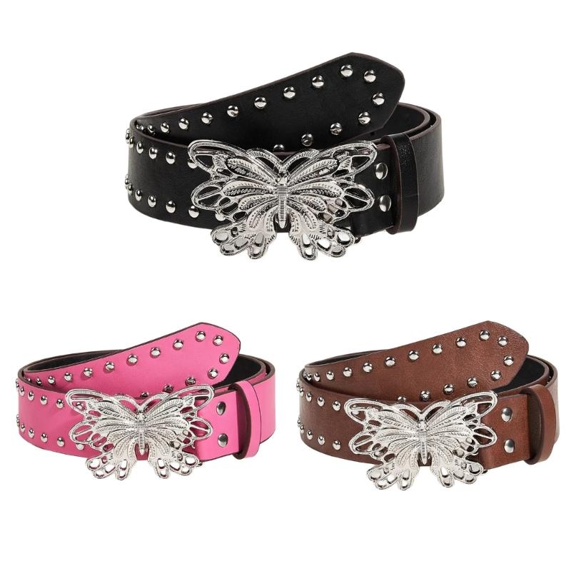 Fashion Enthusiasts PU Belt for Skirt Female Waist Belt with Butterfly Buckle
