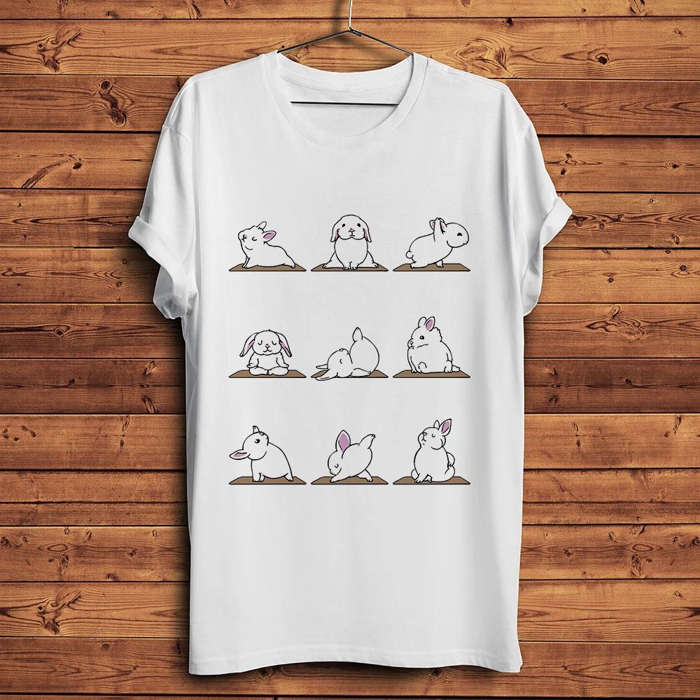 

Cute Bunny Yoga Rabbit Funny T ShirtUnisex New White Casual Tshirt Short Sleeve Streetwear Unisex Tee Shirt Breathable Print 4XL
