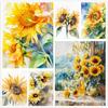 Zonnebloem Stilleven Aquarel Schilderij Natuur Poster Canvas Olieverf Schilderij Prints Muurschildering Woonkamer Huis Decoratie