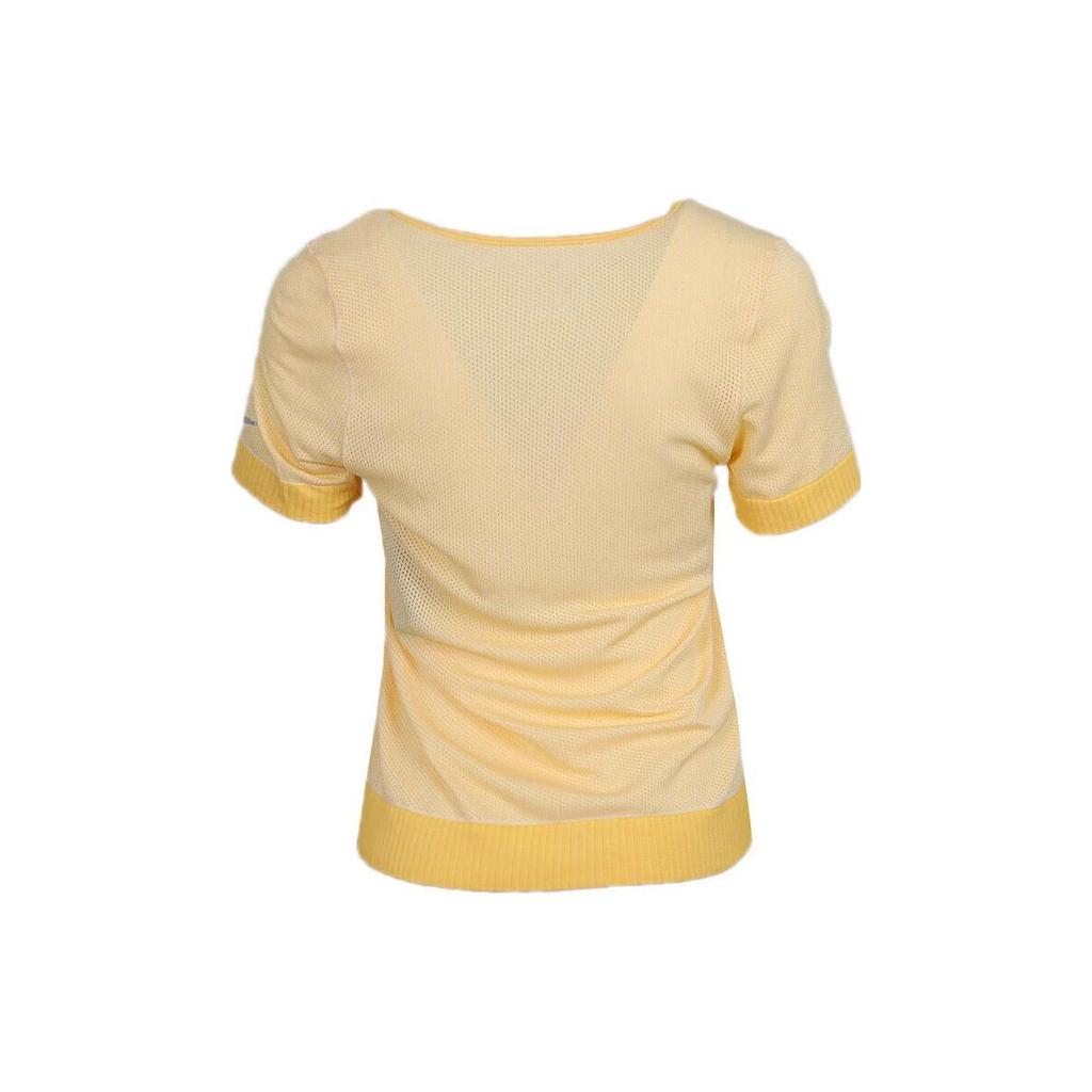 Nike Alphabet Brand Logo Print Round Neck Short Sleeve T-Shirt Women Tops Yellow CV9373-795