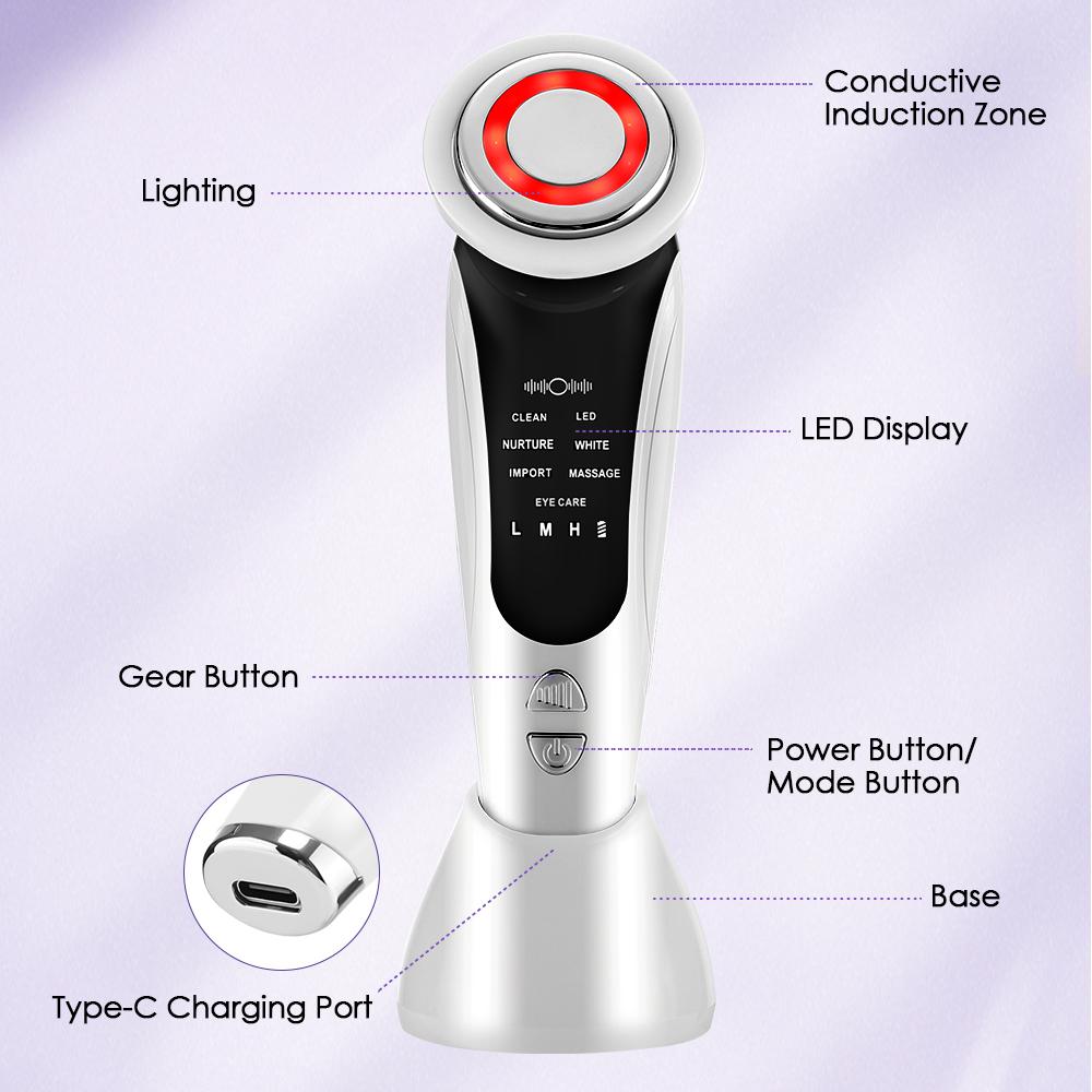 7 IN 1 Face Massager Red Light Therapy Skin Rejuvenation Microcurrent Face Lifting Device Korean Skin Care Blackheads Remover