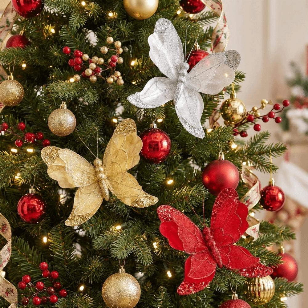 Shining Christmas Butterflies Ornaments DIY Butterfly Hanging Decor  New Year Celebration