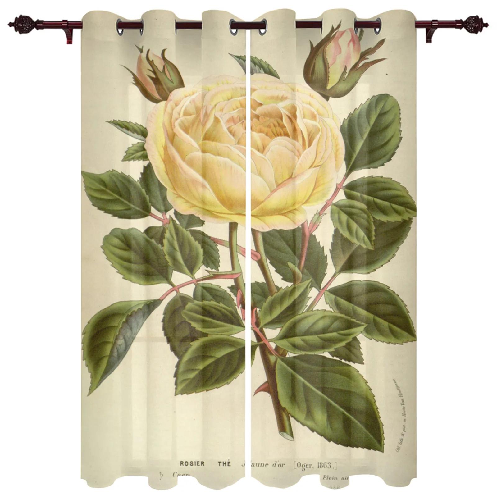 

set of 2 Flower Floral Pattern Window Curtains For Living Room Bedroom Luxury Contemporary Kitchen Curtains Fabric Drapes cortinas salón 2x50W100H(CM)&hook