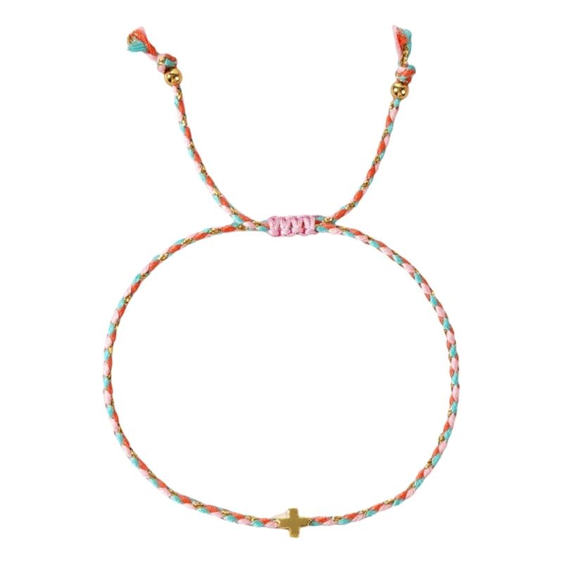 Trendiga bohemiska stilar Robust armband av bomullsrep med eleganta korshänge, för alla kön