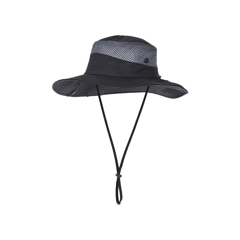 Quick Drying Summer Men'S Bucket Hat Outdoor Uv Protection Wide Border Panama Safari Hunting Hiking Hat Mesh Fisherman'S Hat