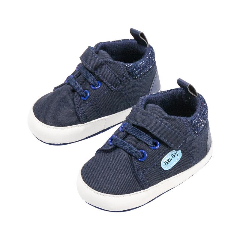 Stylish Lace-Up Baby Walking Shoes (0-1 Year) - Spring/Autumn, Non-Slip Canvas, Soft Cloth Sole, Wear-Resistant Toddler Shoes.