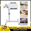 Adjustable Laptop Desk 360° Rotating Tabletop Mobile Stand Overbed Table Standing Rolling Study Table Computer Workstation for Living Room, Bedroom