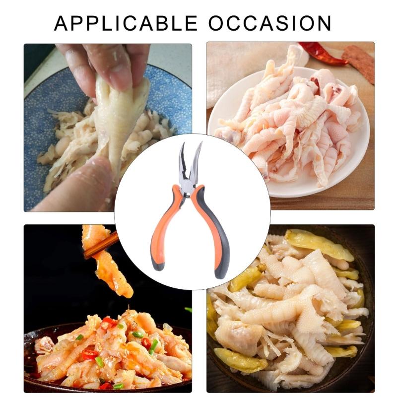 Multiuse Curved Nose Pliers Ergonomic Handle Kitchen Gadget Suitable for Deboning Chicken, Duck Feet Spring Loaded Tool