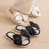Elegant Hairy Slippers Bow Linen Slippers Indoor Sandals Slippers Small Perfume Simple Fabric Cotton Slippers Home Shoes Slippers Pink