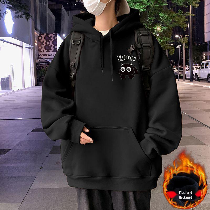 Men's Trendy High Street Hoodie: New 2025 Autumn/Winter Velvet Loose Fit Teen Jacket