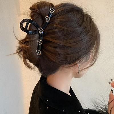  Barrettes élégantes en strass en forme de cœur - Épingles à cheveux tendance pour femmes - Coiffures avec pince à cheveux en acrylique - Accessoires pour barrettes à cheveux