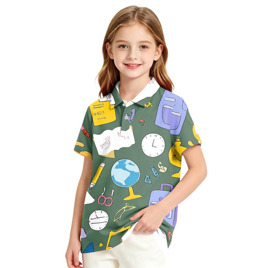 Girls' School Uniform Printed T-Shirt for Back To School Casual Wear