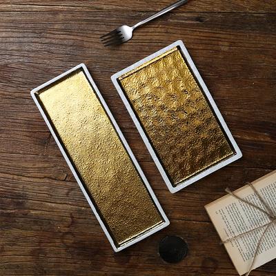 Gold-plated Rectangular Tray, Premium Sushi Cuisine, Barbecue, , Japanese Flat , Commercial Ceramic Tableware