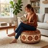 Ungefüllter runder Hockerbezug Boho-Stil Hockerbezug Kleideraufbewahrungstasche Wohnzimmer