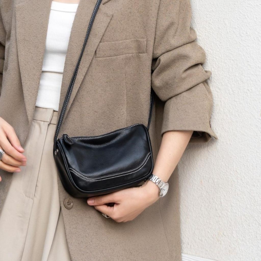 Leather Women's Simple First-layer Cowhide Bag 2025 New High-end Fashion Shoulder Messenger Mini Bag
