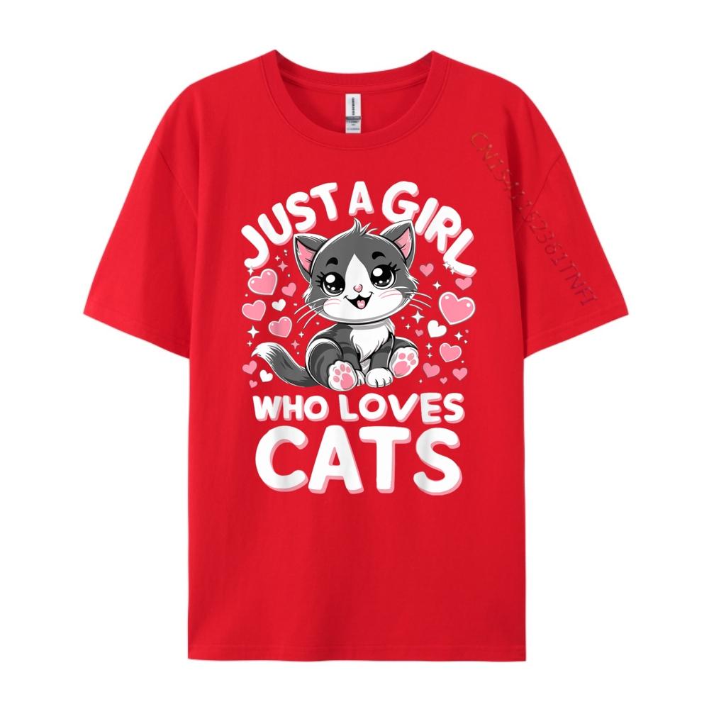 Just A Girl Who Loves Cats Cute Cat Oversized T Shirt Men TShirt