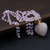 Collier en forme de cœur en pierre naturelle, Quartz Rose, pendentif bouteille de parfum, pour fête MS, bijoux de charme, cadeau de mariage
