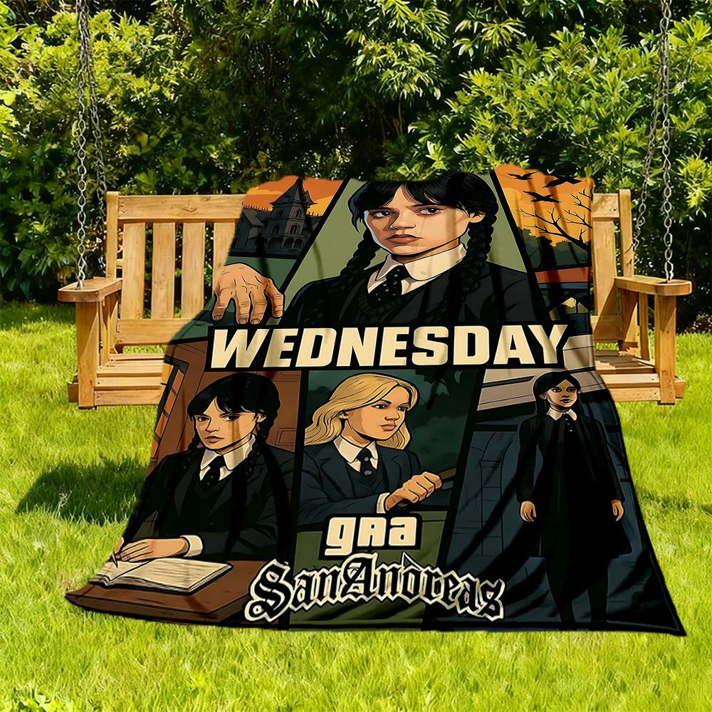 

1pc Wednesday Outdoor Blanket Lightweight Flannel, Soft & Warm, All-Season Use for Sofa, Outdoor, Camping, Living Room, Office102 130cmx150cm