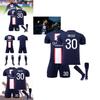 Paris Home Jersey Set Messi 30 Mbappe 7 Neymar 10 Polyester Soccer Kit
