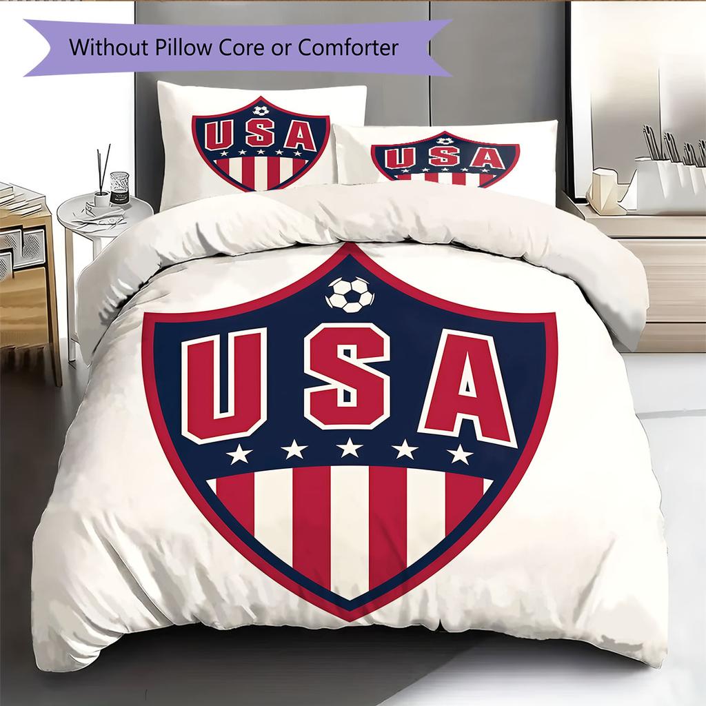 USA National Football Logo Pattern Bedding Home Decoration Birthday Gift (1 * Duvet Cover + 2 * Pillowcase, Without Core),fan Merchandise.