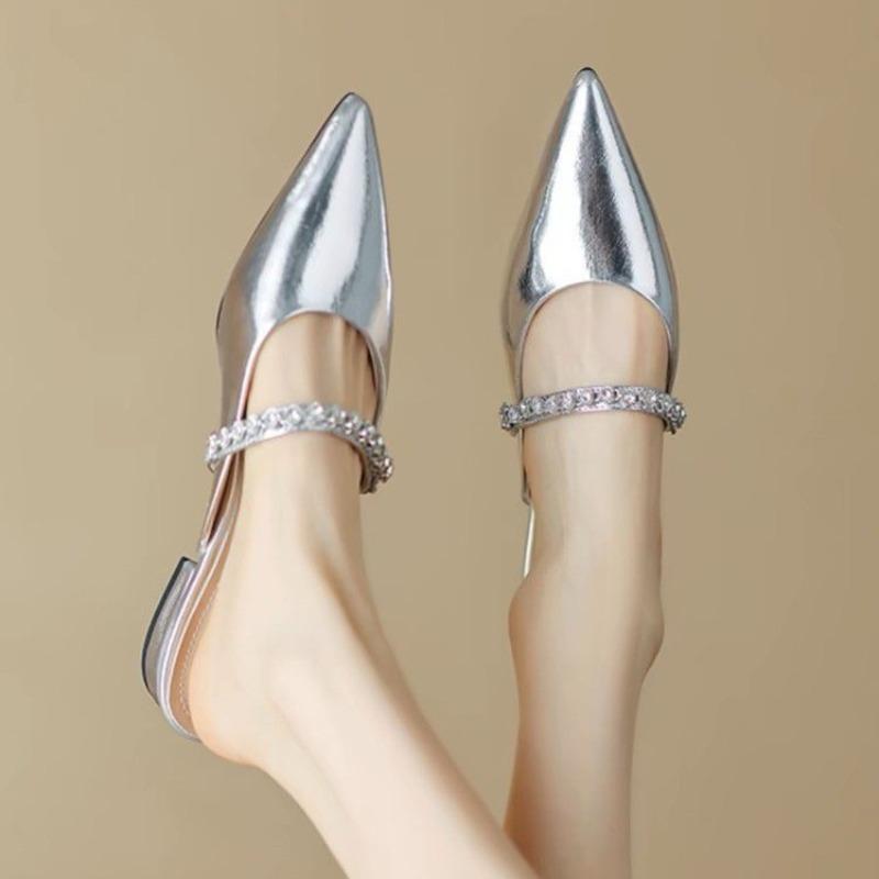 2025 Hot Sale New Fashion Simple Women's Shoes Summer Pointed High Heel Rhinestone Slippers Women Heels Luxury Women's Shoes