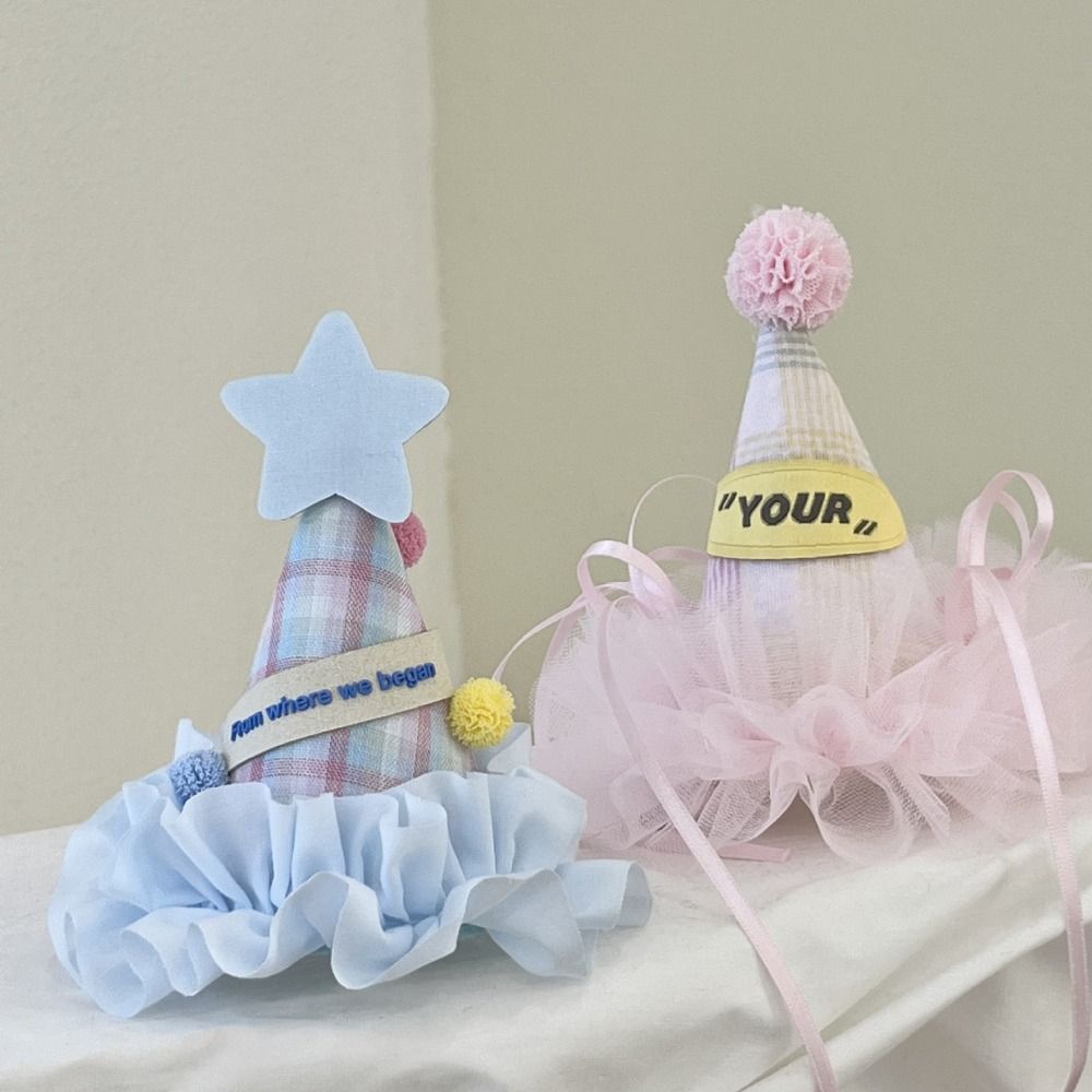 Bow Birthday Crown Embroidery Birthday Cap Cute Birthday Hat Hairpin Birthday Decoration