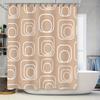 Modern Square Print Shower Curtain With White Rings For Bathroom Decor Beige Color (#2)