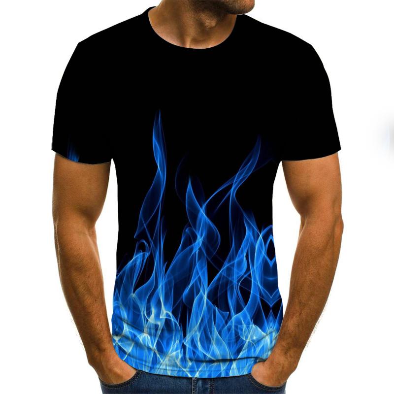 

Мужская футболка с 3D принтом Flame, летняя модная футболка с короткими рукавами и круглым вырезом, негабаритные топы, рубашка с дымчатым элементом, модная мужская футболка