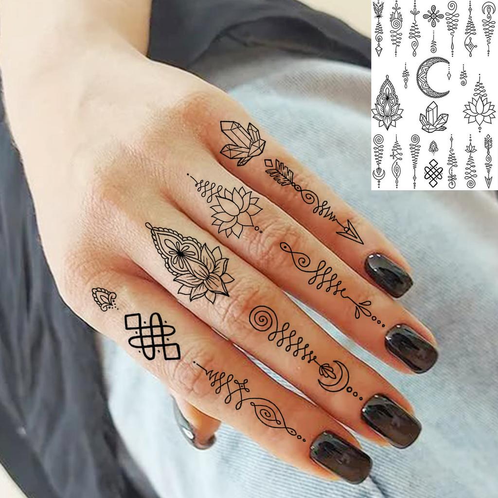 1 Foglio Tatuaggi Temporanei Tigre Falce Farfalla Per Dito Collo Adulto, Adesivi Tatuaggio Finto Temp Lunga Durata Realistico