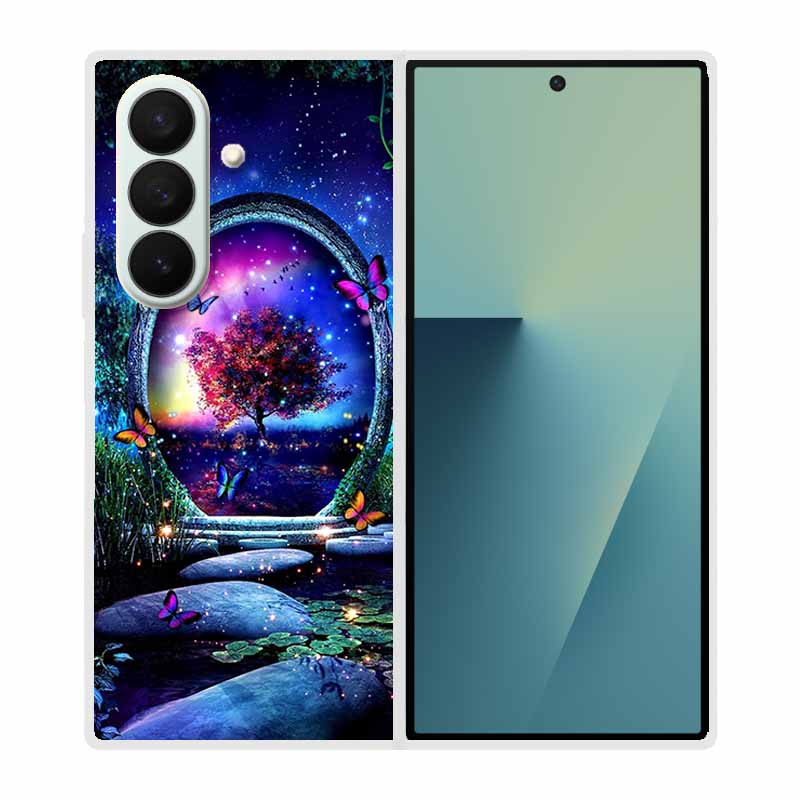 Etui Na Samsung Galaxy Fold 7 Etui Fajne Kosmiczne Zwierzęta Przezroczyste Twarde Etui Na Telefon Na Galaxy Z Fold7 5G 2025 Tylna Pokrywa Z fold7 Capa