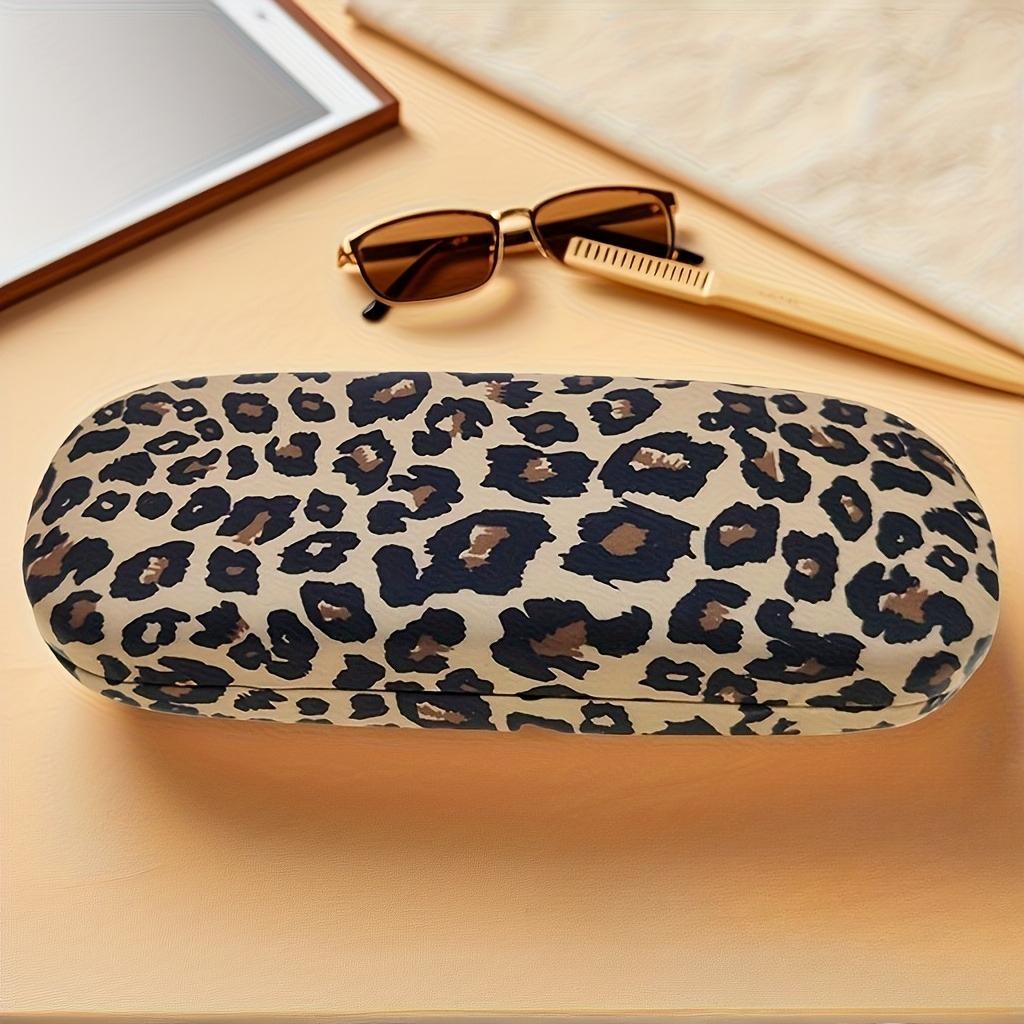 1pc Luxury Leopard Print Metal Glasses Case - Durable Stainless Steel, Stylish Design for Glasses & Accessories