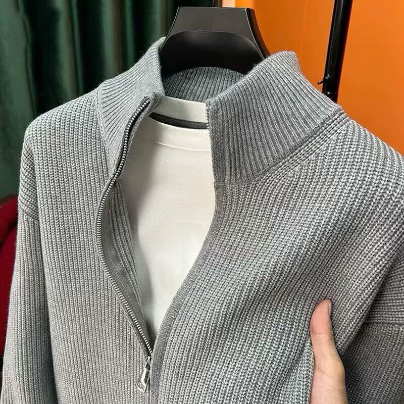 Men's Half-High Collar Zipper Cardigan: Autumn/Winter Loose Casual Knitwear, Korean Style Sweater Jacket