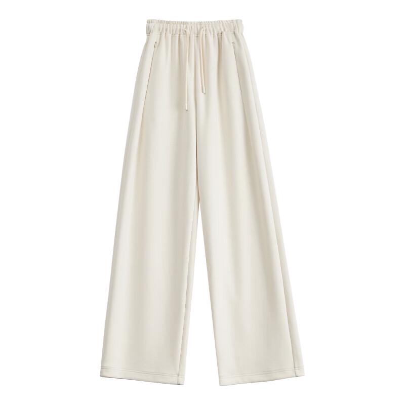 FAESSLIN Women's Beige Wool Blend Wide-Leg Trousers