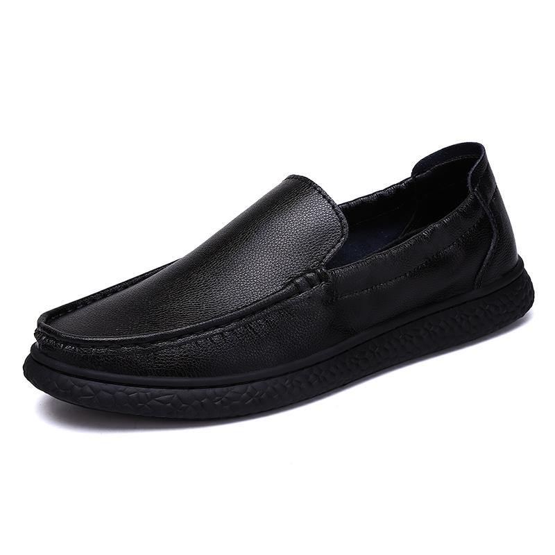 

Fashion New Mens Leather Loafers Fashion Slip On Comfy Casual Shoes Driving Shoes Moccasins Breathable Walking Sneakers Business Hombre 38 чёрный